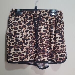 Girls Chic Animal Print Drawstring Shorts Size L
